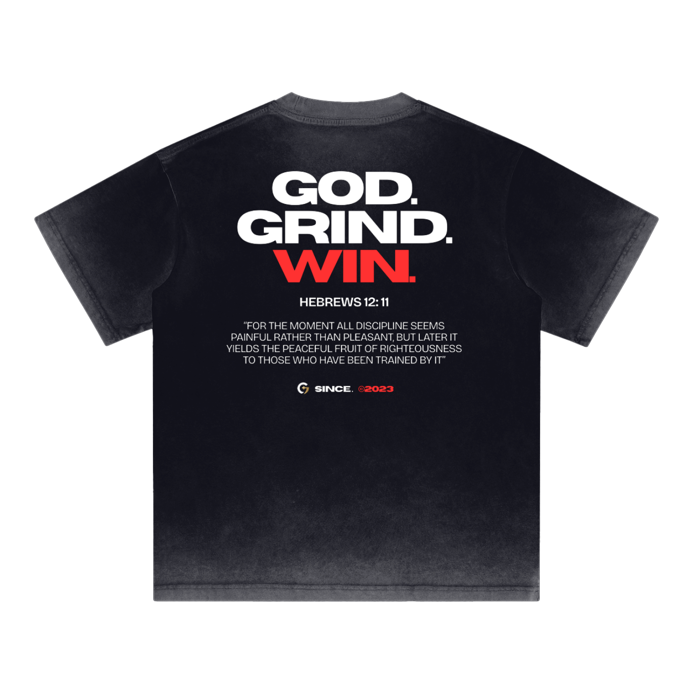 Oversized Reverse Dyed Tee - God. Grind. Win.