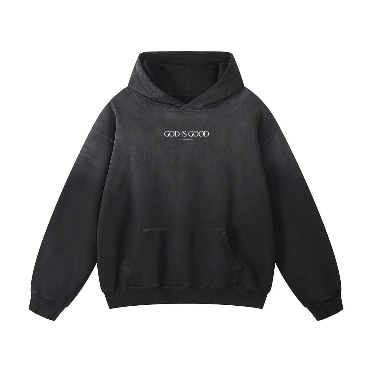 Oversized Sunfade Hoodie - God. Grind. Win. (Black)