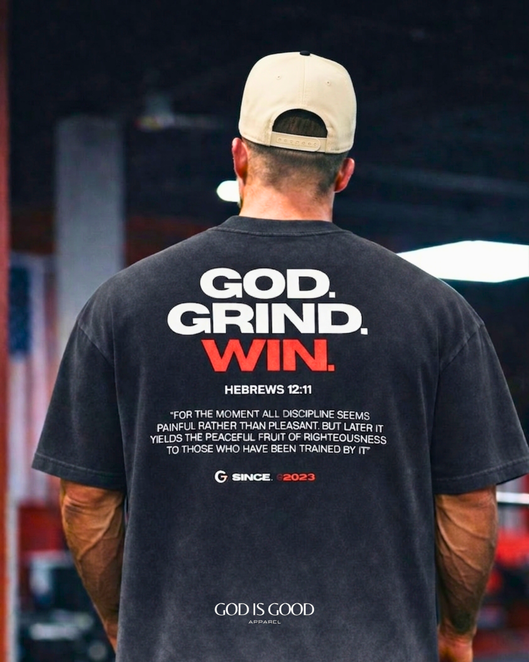 Oversized Reverse Dyed Tee - God. Grind. Win.