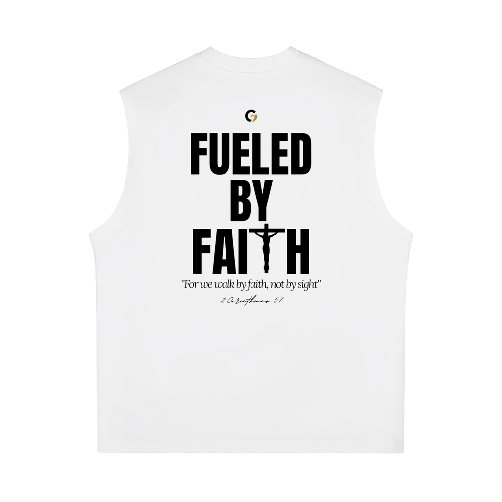 Oversized Muscle Shirt - Fueled By Faith (White)