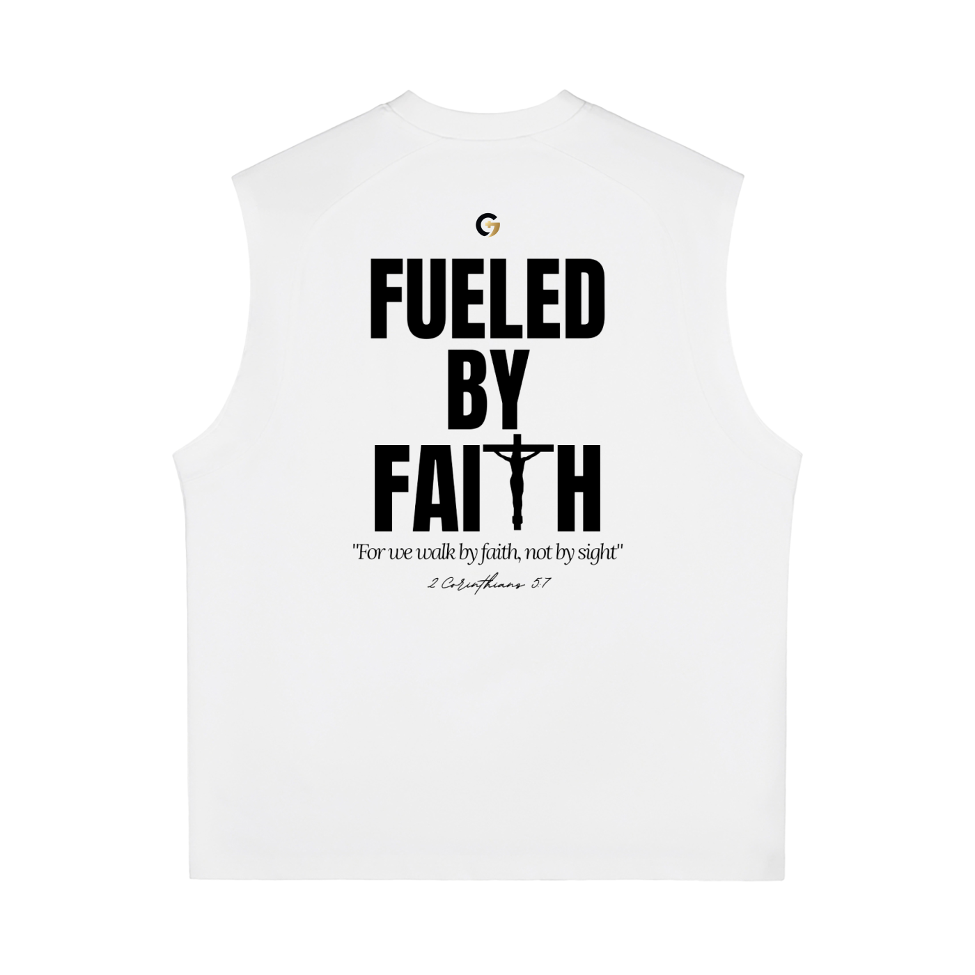 Oversized Muscle Shirt - Fueled By Faith (White)