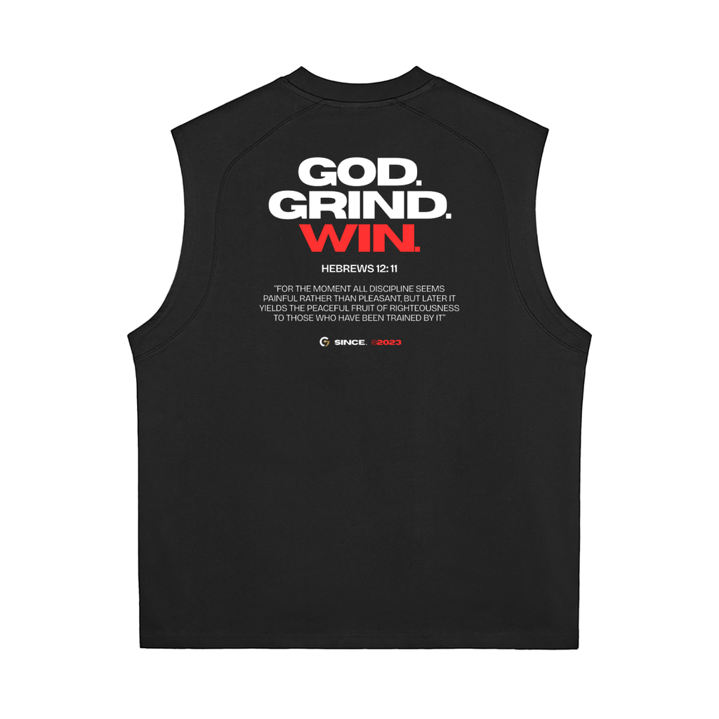 Oversized Muscle Shirt - God. Grind. Win. (Black)