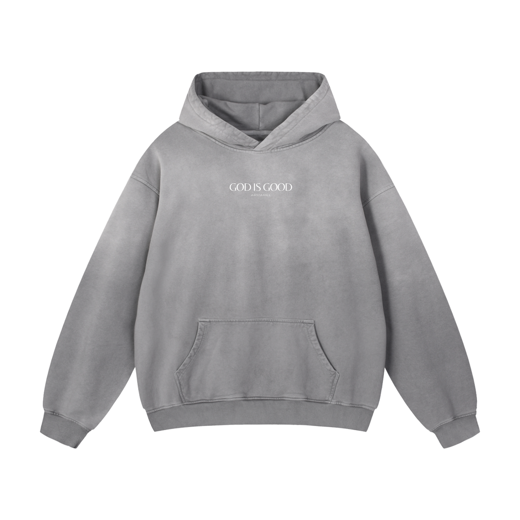 Oversized Sunfade Hoodie - God. Grind. Win. (Grey)
