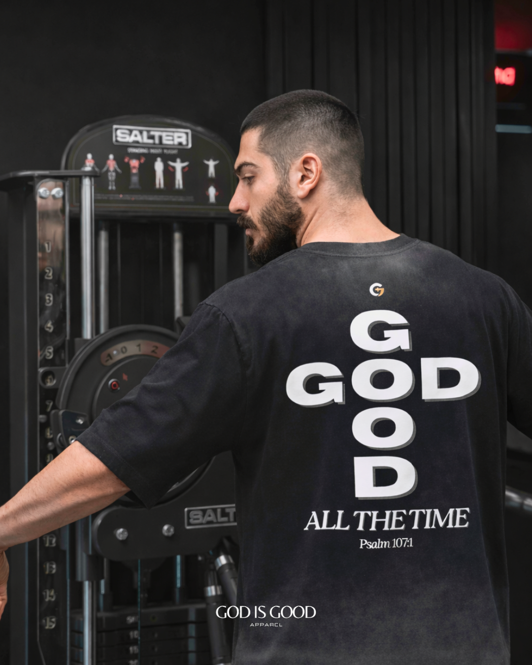 Oversized Reverse Dyed Tee - God is Good. All the Time.