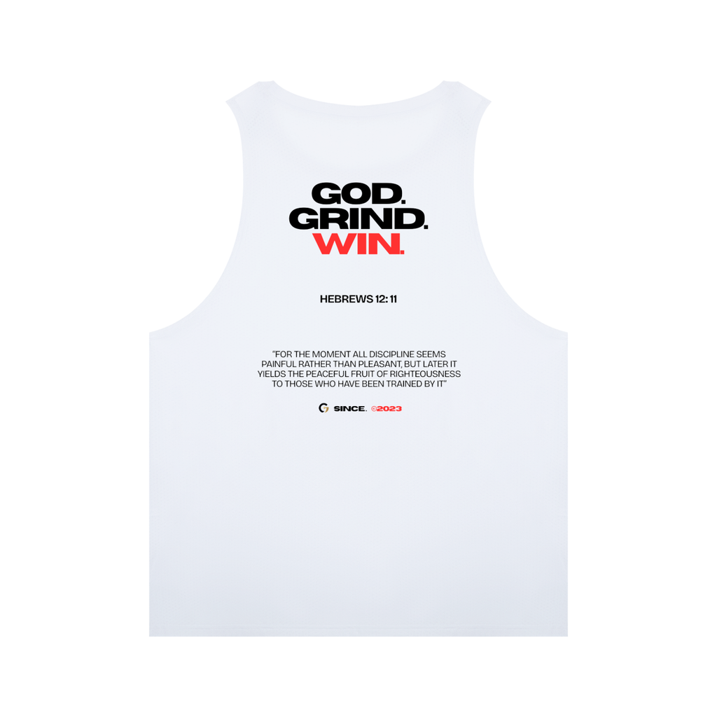 Performance Tank - God. Grind. Win. (White)