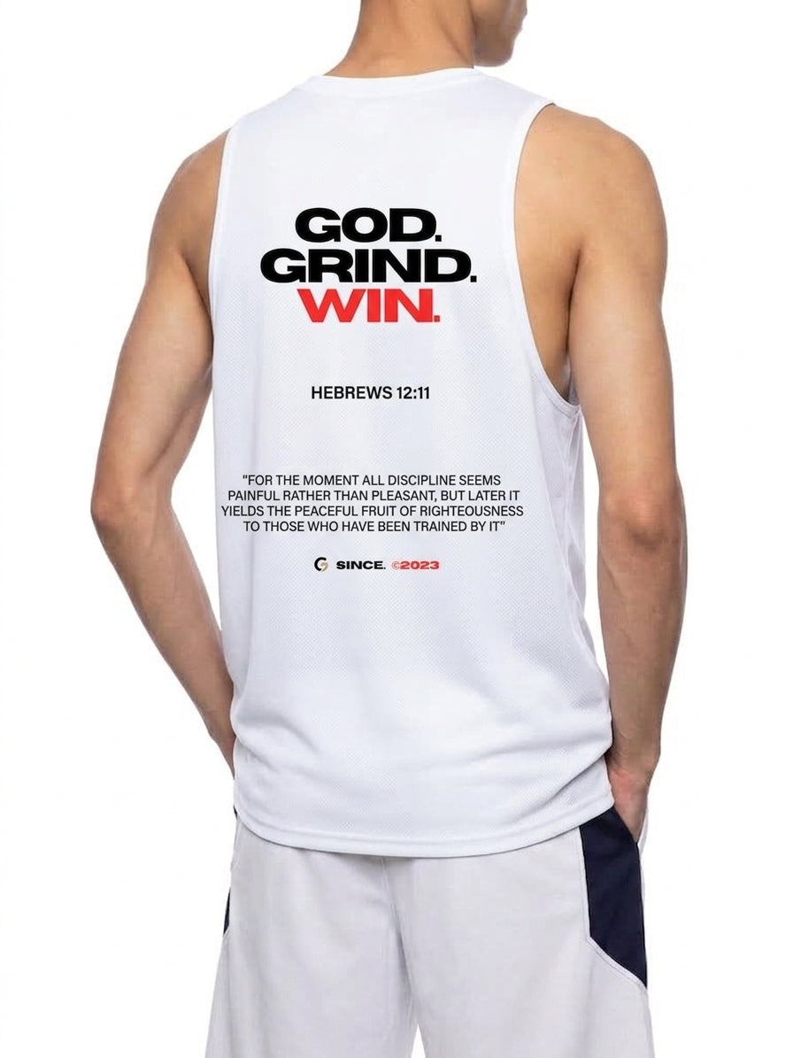 Performance Tank - God. Grind. Win. (White)