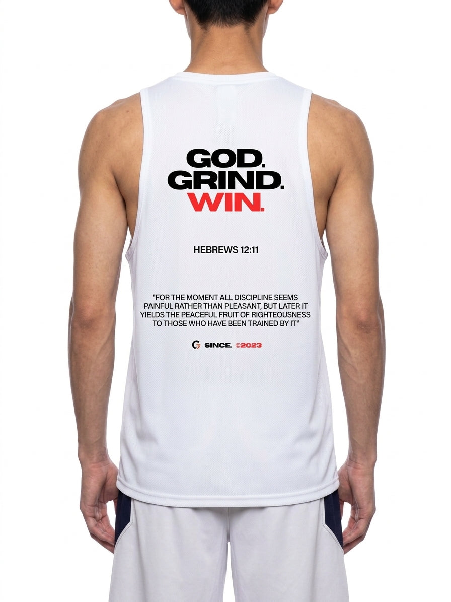 Performance Tank - God. Grind. Win. (White)