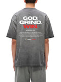 Oversized Reverse Dyed Tee - God. Grind. Win. (Dark Grey)